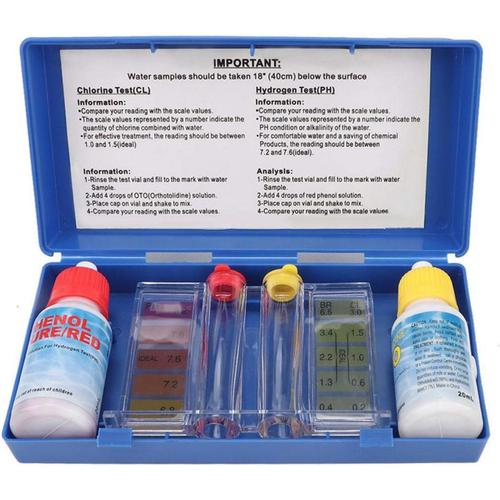 Kit de test de pH de piscine, kit de test de chlore, accessoires de boîte de test de qualité de l'eau de piscine