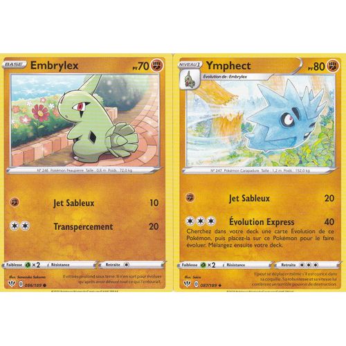 2 Cartes Pokemon - Ymphect 87/189 Et Embrylex 86/192 - Épée Et Bouclier 3 - Ténèbres Embrasées