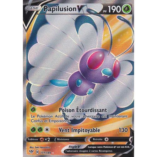 Carte Pokemon - Papilusion V - 177/189 -Ultra-Rare Full Art - Épée Et Bouclier 3 Ténèbres Embrasées