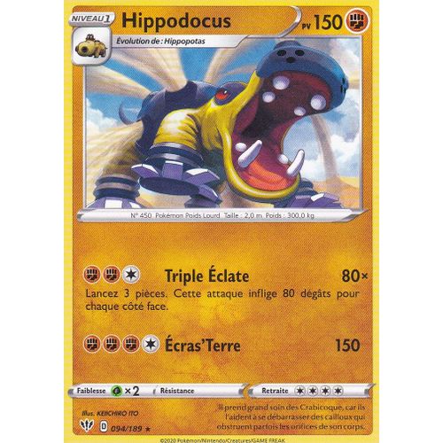 Carte Pokemon - Hippodocus - 94/189 - Rare - Épée Et Bouclier 3 Ténèbres Embrasées