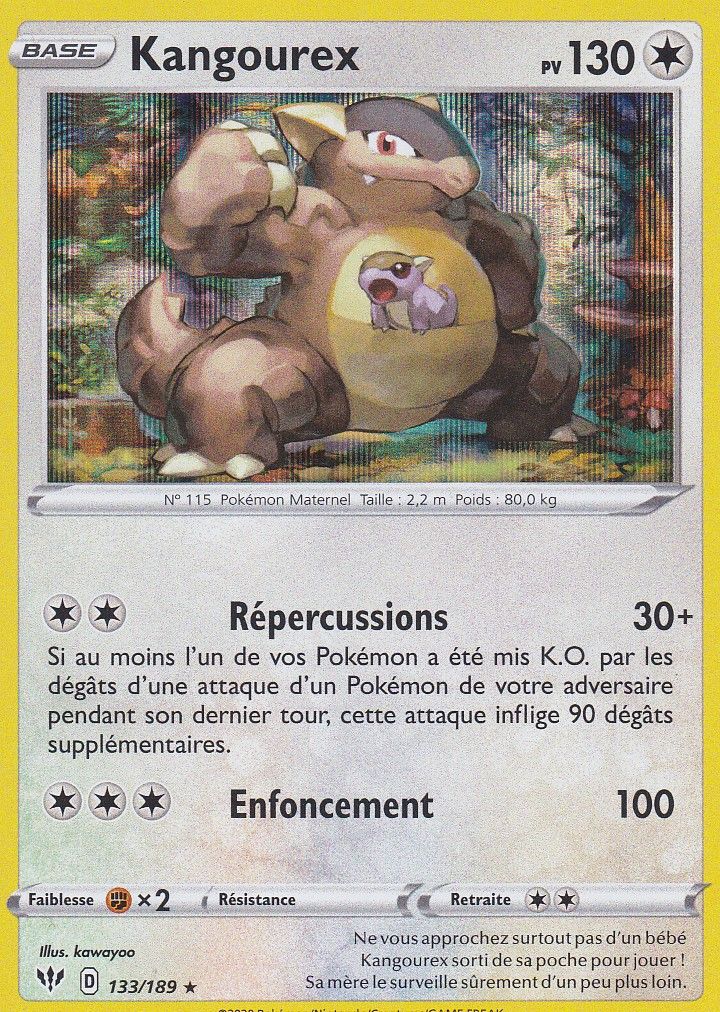 Carte Pokemon - Kangourex - 133/189 - Holo-Rare - Épée Et Bouclier 3 Ténèbres Embrasées