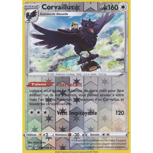 Carte Pokemon - Corvaillus - 156/189 - Holo-Reverse - Épée Et Bouclier 3 Ténèbres Embrasées