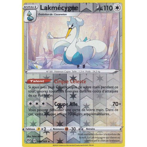 Carte Pokemon - Lakmécygne - 149/189 - Holo-Reverse - Épée Et Bouclier 3 Ténèbres Embrasées