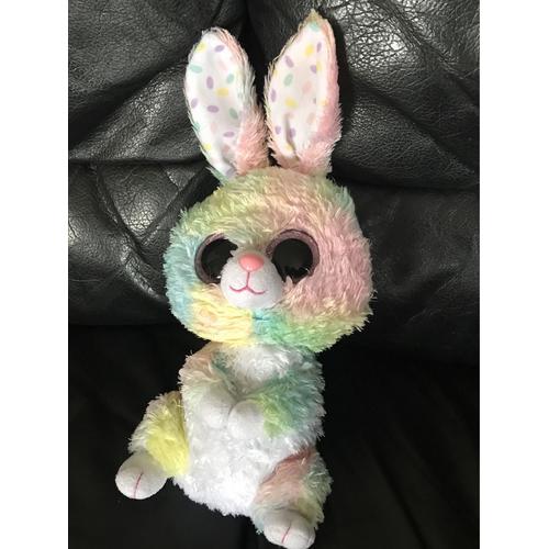 Peluche Lapin De Pâques Jouet En Peluche 9 Pouces Ty Beanie Boos Paillet Paillet Rose Jaune Vert Et Bleu Gris Yeux Brillants Oreilles À Pois Violet Vert Jaune Et Rose 33cm