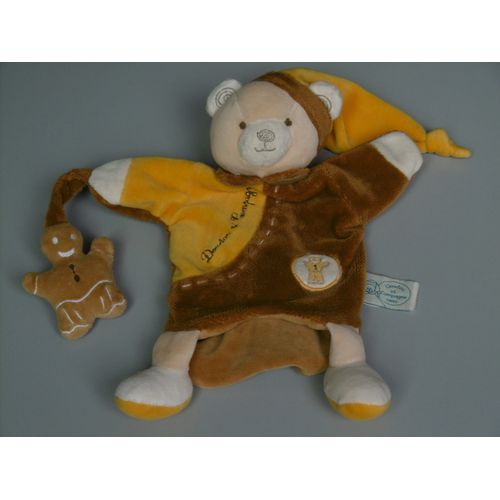 Doudou Ours Marron Jaune Marionnette Doudou Et Compagnie