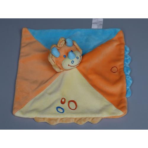 Doudou Rhinocéros Plat Orange Jaune Bleu Kiabi Jogystar