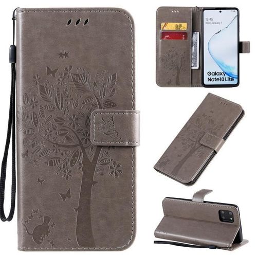 Pour Pour Samsung Galaxy Note10 Lite /Galaxy A81/ M60s Coque Housse Antichoc Avec Support Portefeuille Rabat Nouveau Pu Cuir -Gris