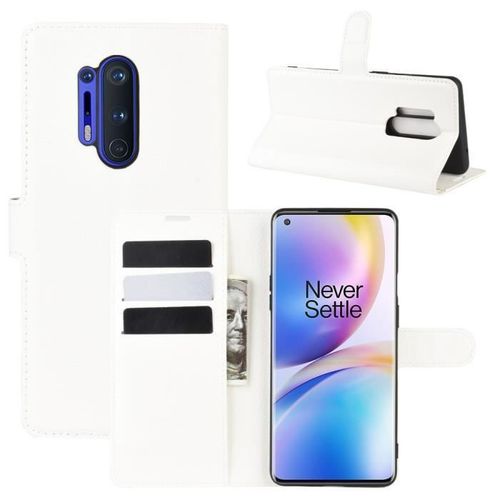 Pour Pour Oneplus 8 Pro Housse Protection Antichocs Pu Cuir Avec Support Et Fentes Pour Cartes -Blanc