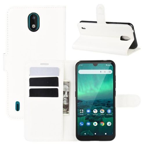 Pour Pour Nokia 1.3 Housse Protection Antichocs Pu Cuir Avec Support Et Fentes Pour Cartes -Blanc