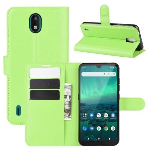 Pour Pour Nokia 1.3 Housse Protection Antichocs Pu Cuir Avec Support Et Fentes Pour Cartes -Vert