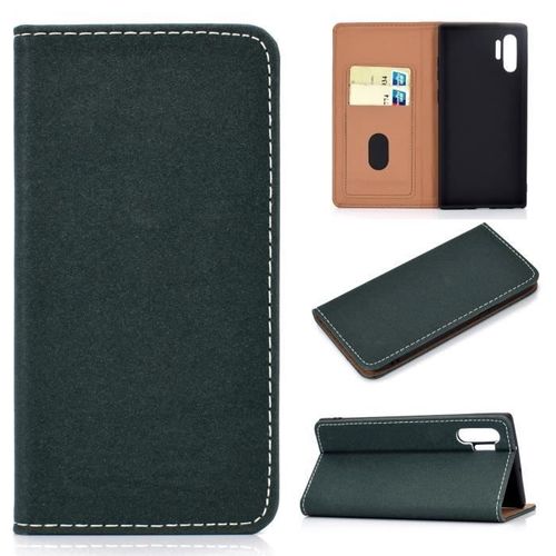 Pour Housse Samsung Galaxy Note10 Pro / Note10+ Coque Protection Téléphone Pochette Magnétique Pu Cuir Paillette -Vert