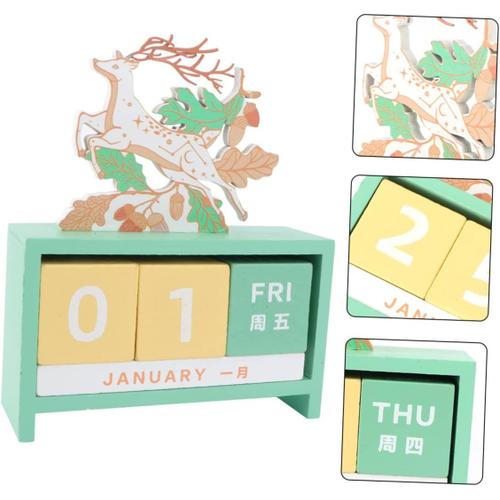 2 Pièces Calendrier De Bureau De Décoration De Bureau Calendrier De Table De Noël Calendrier Des Blocs Bloquer Le Calendrier Perpétuel Décor Kawaii En Bois Professeur Privé Enfant