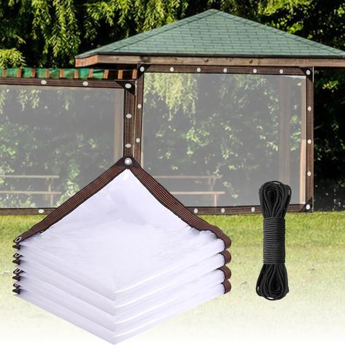 Bâche Transparente Exterieur, Extérieur Panneau Latéral Tente Avec Corde En Nylon De 10 M, Baches Imperméables Pour Exterieur, Bache De Protection Pour Pergola, Terrasse, Jardin, Clear (2 X 3 M)