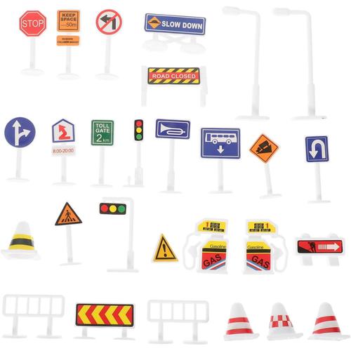 28 Pièces Mini Barrière De Circulation Jouet Jouer Aux Panneaux De Signalisation Panneaux De Signalisation Ensemble De Jeu Enfants Panneaux Routiers Jouets Panneaux De