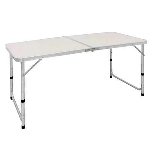 Table Pliante De Camping Jardin Pique-Nique 120 Cm Blanc / Crème En Aluminium