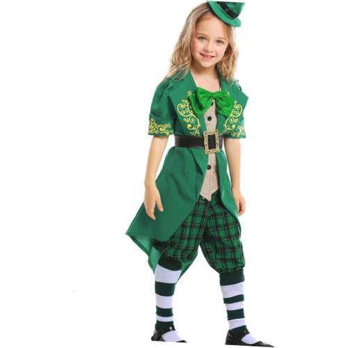 Tenue De Lutin Vert Mleprechaun Costume Lutin Habiller Costume Irlandais Lutin Tailcoat Costumes Chanceux Halloween Costume De Lutin Tailleurs-Pantalons Charmant Patrick Enfant
