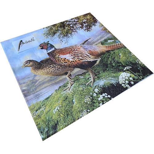 Serviettes en papier Pheasant Lunch Fest Party env. 33 x 33 cm