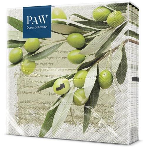 Greek Olives - Serviette Papier 3 Plis (33 X 33 Cm) I Lot De 20 I Parfait Pour Les Anniversaires, Les Partys, Les Mariages, La Kommunion Et Les Célébrations I Décoration De Table - Olives Grecques