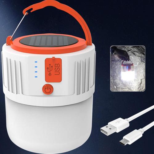 Blanc Lanterne De Camping Solaire, Lampe Led Usb Rechargeable Portable, 5 Modes Eclairage Camping Lumière Sos Étanche Lampe De Tente Pour Bivouac Extérieur Randonnée Pêche Urgence Maison(Blanc)