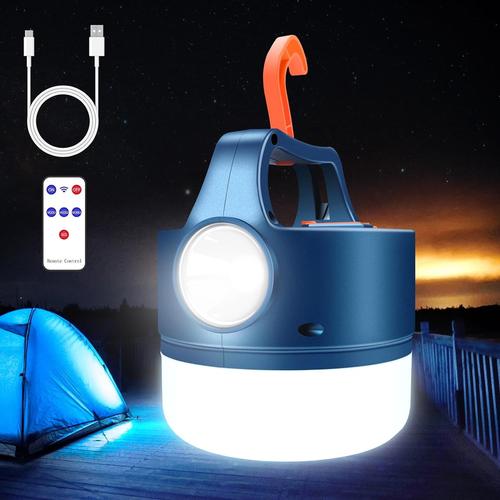 Bleu Lanterne Led Rechargeable Usb Ou Solaire Lampe Camping 2400mah Lampe Torche 5 Modes Etanche Portable Suspendue Pour Camping, Lecture, Bricolage, Secours, Garage, Cave