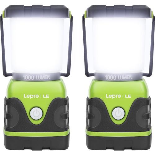 Lepro Lanterne Camping Led, Lampe Camping Puissante 1000lm, Alimentation Par Pile, Luminosité Réglable, Eclairage Camping Etanche, Pour Camping, Bivouac, Pêche, Randonnée, Cave,2pcs