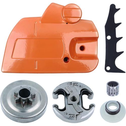 Couvercle d'embrayage avec Pignon pour Husqvarna 445 450, Couvercle + Embrayage + Cloche Embrayage + Vis sans fin + Roulement Pièces de Rechange Tronconneuse Accessoire