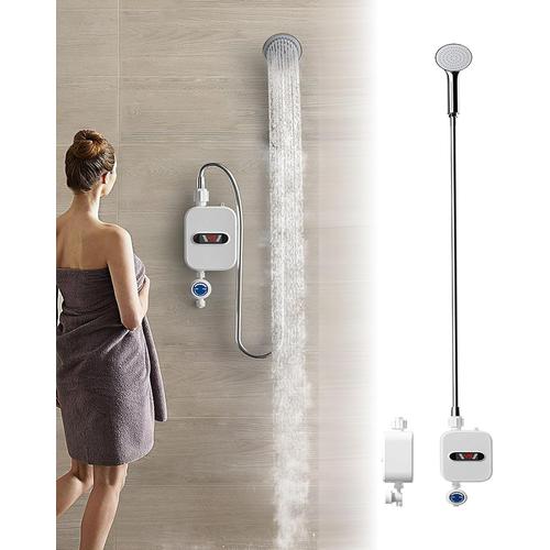 Blanc Blanc Chauffe-Eau Electrique Portable Avec Douche Kit 220v 3500w, Chauffe-Eau Instantané Convient Dispose D'un Chauffage Instantané Sans Réservoir Douche Eau Chaude