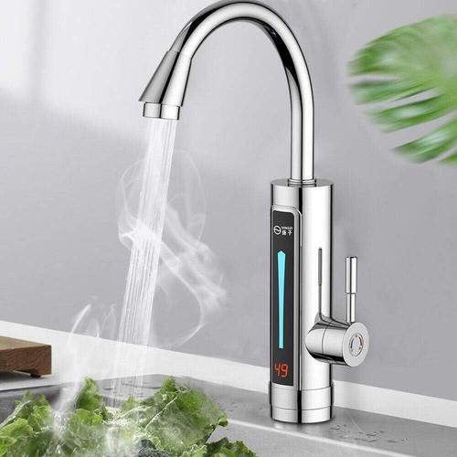 Robinet électrique 3300 W - Chauffe-eau rapide avec rotation à 360 ° - Robinet de cuisine instantané - Pour évier de cuisine, salle de bain