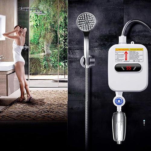 Blanc. Blanc. Chauffe-Eau Électrique Instantané 3500 W - 220 V - Mini Chauffe-Eau Avec Pommeau De Douche - Robinet De Cuisine - Chauffage Avec Affichage De La Température - Petit Pour Cuisine, Salle