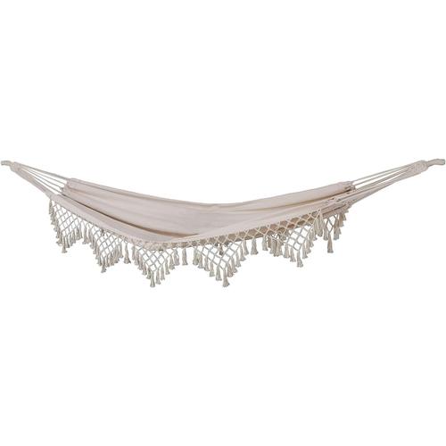 Beige Hamac De Luxe Avec Ourlet À Bijoux Boho Macramé Coton Beige