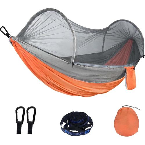 C Hamac Suspendu Sur Pied 2 Personnes, Hamac De Camping Moustiquaire, Hamac De Voyage Portable, Sangles Et Mousquetons, Pour Randonnée Pêche En Plein Air Jardin