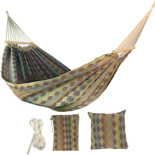 Hamac Exterieur Avec Oreiller, Hamac Suspendu Avec Sangle Hamac, Hamac Avec Support, Hamac De Jardin Avec Tige En Bois, Hamac À Macramé De Bohême, Toile Hamac Exterieur, Hamac Enfant