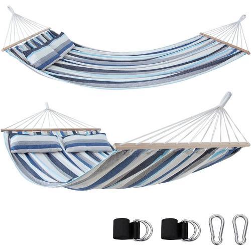 Bleu Yourgear Kauai Hamac Xxl Avec 2 Coussins | 240 X 160 Cm | Émeraude (Vert) Ou Bleu (Bleu) | 300 Kg Certifié Tüv | Coton | Hamac À Barres Pour 2 Personnes Avec Kit De Fixation [Aqua]