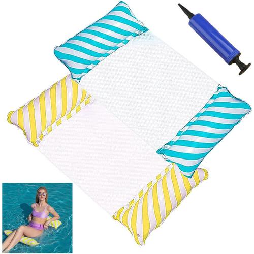 Yellow Paquet De 2 Hamac Gonflable Piscine 4 En 1 Bouée Matelas Gonflable Facile Pour Adultes Pliable Hamac D'eau Chaise De Lit Flottant Portable D'eau Pour Mer Plage Piscine (Yellow And Blue)