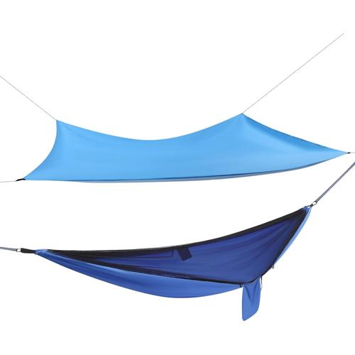 Hamac De Camping, Hamac De Plein Air, Hamac De Voyage, Portable Ultra Léger, Auvent Bleu De 310 Cm + Hamac Bleu 290, 140 Cm, Capacité De Charge Maximale : 200 Kg