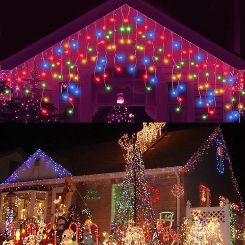 Guirlande Lumineuse En Forme De Glaçons De 10 M, 400 Led, 8 Modes, Étanche, Lumières De Noël Pour L'extérieur Avec Fonction De Mémoire, Rideau Lumineux À Suspendre Pour La Maison, Les Fêtes, Les Mariages, Halloween (Multicolore)