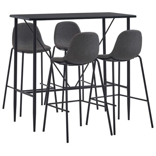 Ensemble De Bar 5 Pcs Tissu Gris Foncé