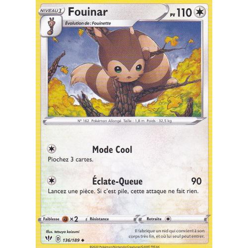 Carte Pokemon - Fouinar - 136/189 - Épée Et Bouclier 3 Ténèbres Embrasées