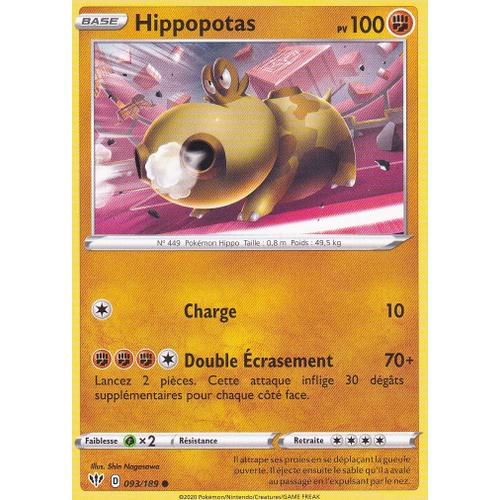 Carte Pokemon - Hippopotas - 93/189 - Épée Et Bouclier 3 Ténèbres Embrasées