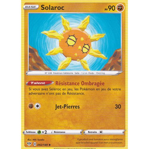 Carte Pokemon - Solaroc - 92/189 - Épée Et Bouclier 3 Ténèbres Embrasées