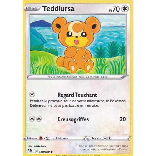 Carte Pokemon - Teddiursa - 138/189 - Épée Et Bouclier 3 Ténèbres Embrasées