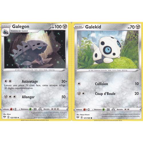 2 Cartes Pokemon - Galegon - 122/189 + Galekid - 121/189/ - Épée Et Bouclier 3 Ténèbres Embrasées