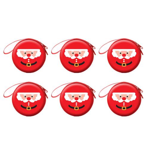 Lot de 6 mini porte-monnaie de Noël avec fermeture éclair, mini sacs à clés, pochette de base de données, sac portefeuille du Père Noël pour Noël et Halloween, décorations d'ornements de vacances, décorations d'arbre à suspendre