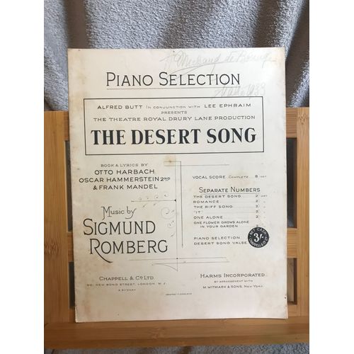 Sigmund Romberg The Desert Song Selection Partition Piano Higgs Éd. Chappell