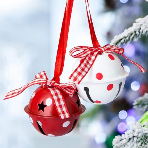 Grelots Géant Clochettes Métalliques De Décoration Pour Arbre De Noël Jingle Bells Multicolore Grelots En Métal Rouge Et Blanc 4 * 4cm