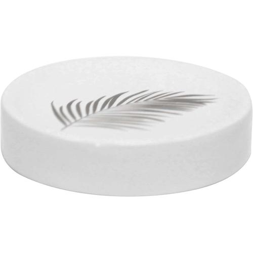 Blanc/Argent douceur d'intérieur, Porte-Savon (Diamètre 11.1 x 2.4 cm) Orbella Blanc/Argent, Céramique Imprimée Argent