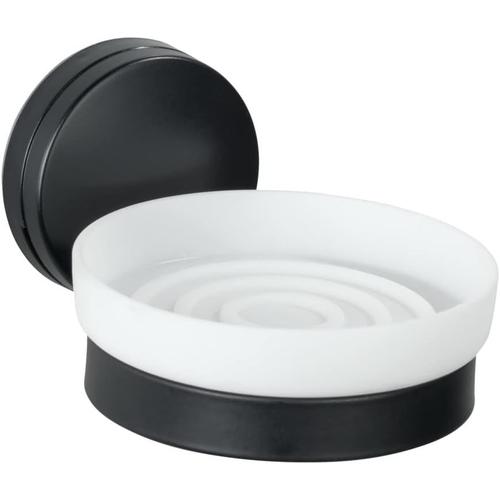 Vert Porte-Savon Pavia Noir Static-Loc Plus, Coupe à Savon, Fixer sans percer de Trous, Fixation fiable par adhérence Statique sur Les Surfaces Lisses imperméables à l'air, 10x6,5x12cm, Acier Mat