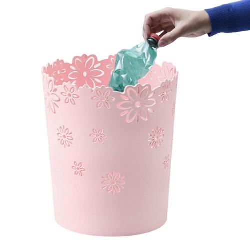 Comme Montré Poubelle En Plastique, Poubelle Ronde Peut Plastique Creux En Papier Déchet Bac Fleur De Dentelle Panier Pour Le Bureau, Poubelle En Papier Déchet