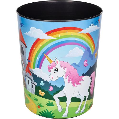 Motif Licorne Läufer 26665 Corbeille À Papier Avec Motif Terrain De Football, Poubelle De 13 Litres, Parfait Pour La Chambre D'enfant, Motifs Différents, Rond, Plastique Solide