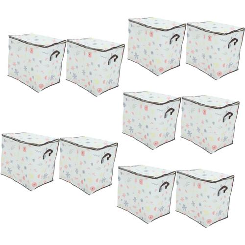 Multix5pcs 10 Pièces Boîte De Rangement De Garde-Robe Organisateur De Couette Bac De Rangement À Sacs De Rangement Pour Couvertures Et Courtepointes Rangement De Vêtements